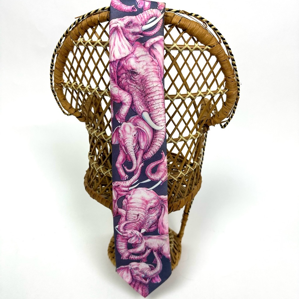 Vintage Original Ralph Marlin Pink Elephant Tie